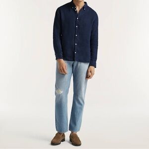 Denham Dagger Candiani Rigid Rip Repair Relaxed Italy Denim Jeans ACTUAL 36x32